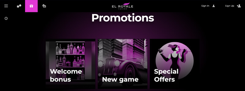 El Royale Real Money Casino Promotions Page Screenshot