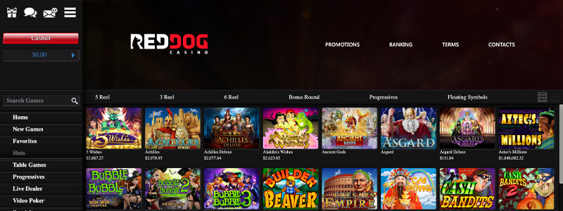 Red Dog Casino Progressive Slot Games Screenshot