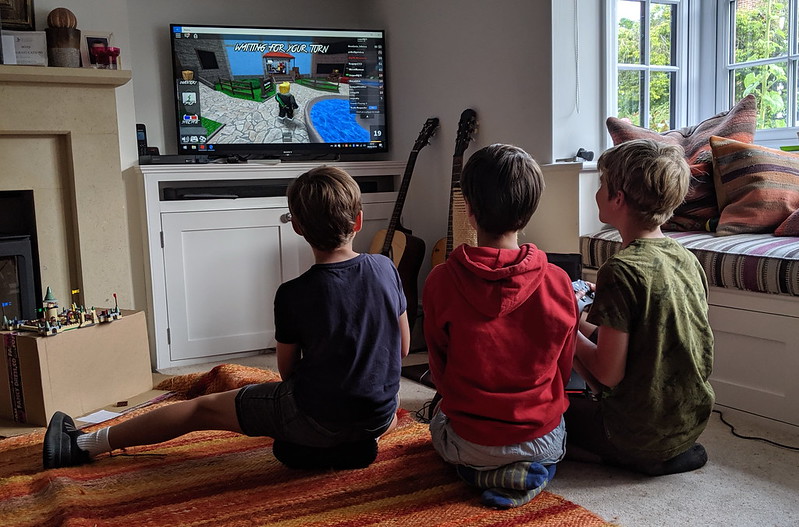 Boys playing Roblox