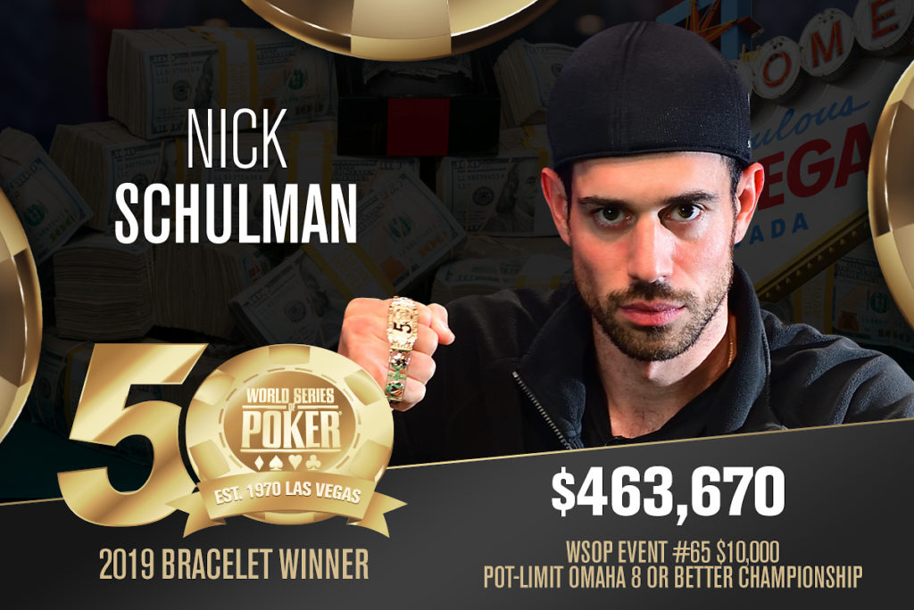2019 WSOP: Nick Schulman Wins $10,000 Pot-Limit Omaha Hi-Lo 8 or Better 1 2019 nick schulman