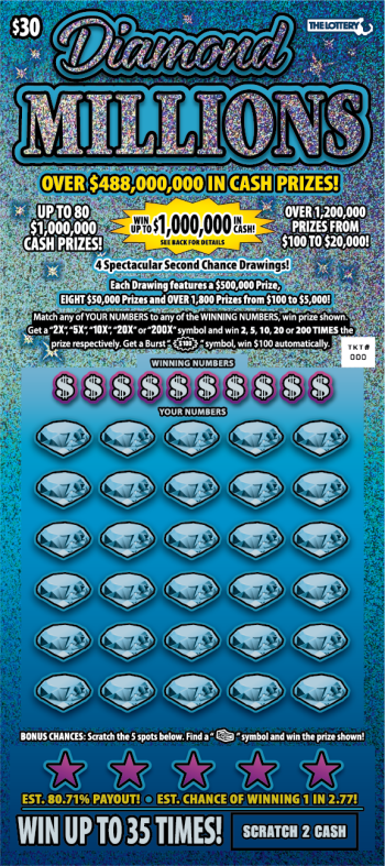 Diamond Millions Lottery ticket